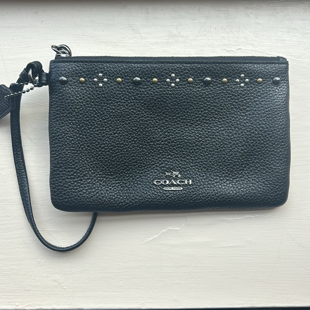 Black Coach Wristlet New with original Box